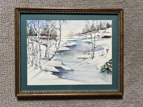 Acquerello scena innevata - acquerello,
