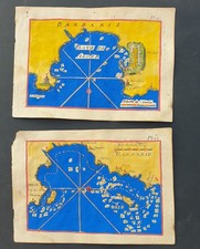 lotto 2 stampe antiche nautica mappa carta geografica joseph roux  1779 africa