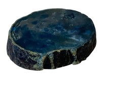 Vintage Modernariato 70 Fermacarte AGATA BLU del Brasile Porzione di Geode