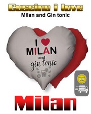 CUSCINO  I LOVE MILAN AND GIN TONIC 45X45 LAVABILE CON ZIP CUSCINO ARREDO MILAN