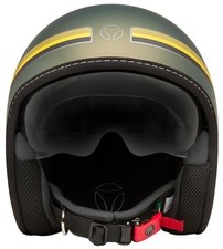 Casco Moto Jet Custom Momo Design EAGLE VINTAGE Verde Militare, Nuovo.