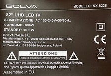 (A192) KIT COMPLETO CAVI  TV LED BOLVA 82" NX-8238  FLAT CASSE + SCHEDA IR+ LVDS