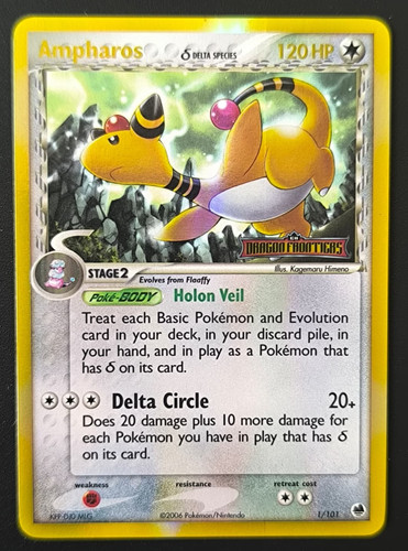 Carta pokemon ampharos 101 - carta, 1/101