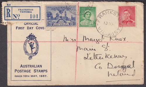 1937 australia kgvi fdc - 1d+2d,