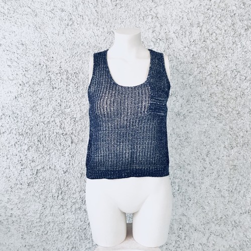 Top canotta lurex blu - top,
