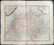 stampa antica mappa 1781 carta geografica svizzera eredi homann acquaforte