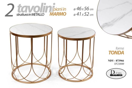 Set tavolini metallo oro - metallo,