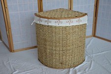 CESTO PORTABIANCHERIA  VIMINI ANGOLO  BANANO GIUNCO FODERA CM 35X35X55 H PELLET