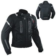 Giacca Moto Tessuto Cordura Mesh Protezioni CE Impermeabile 4 Stagioni Nero