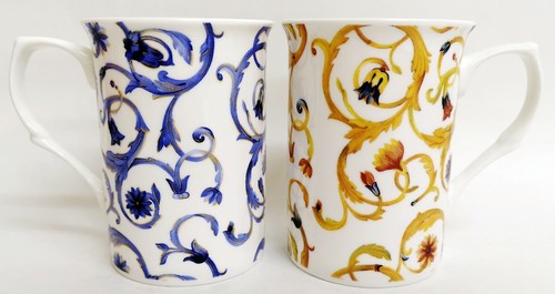Set tazze floreali blu e - set, 4