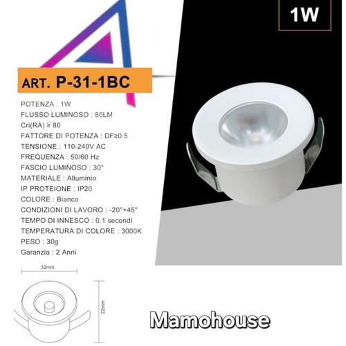 Faretto led incasso mini - faretto, 1w