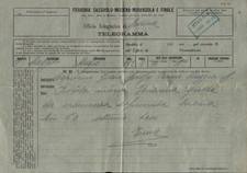 1918 FERROVIA SASSUOLO-MODENA-MIRANDOLA E FINALE / TELEGRAMMA PER STAGGIA SENESE