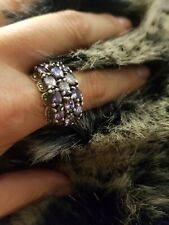 Anello vintage Unisex Argento Con 13 Pietre Ametista Viola Fortuna