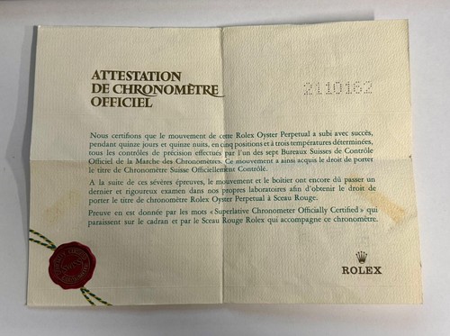 Rolex certificate official - certificate,