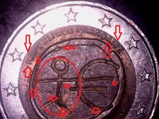 2 euro Commemorative Omino Stilizzato Francia UEM 1999/2009 errore di conio Spl