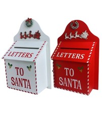 Cassetta Postale Letterina Babbo Natale Buca Natalizia Legno 32x20x10 cm Rossa