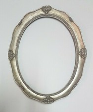 Cornice Ovale classica Legno Foglia ARGENTO Anticata Decori Barocco 40X50 intern