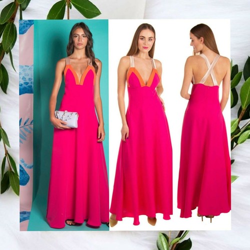 Maxi abito rosa grande - , scollo