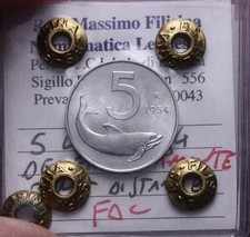 NL* Italia Repubblica 5 LIRE DELFINO 1954 FIRMA DISTANTE FDC Perizia Filisina M