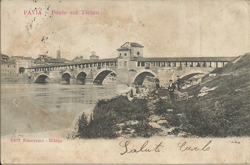 Cartolina pavia ponte sul - cartolina,