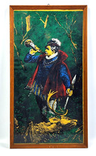 QUADRO DECORATIVO DA ARREDO CON STAMPA FIGURA CACCIATORE CON CORNICE EPOCA 900
