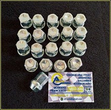 KIT 20 DADI CORPO UNICO 12x1,5x34 CONICO 60 CHIAVE 19 FORD VOLVO CROMATI ZINCATI