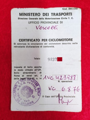 Libretto originale certificato - libretto,