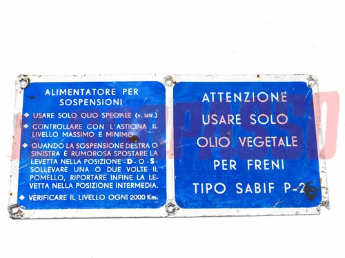 Targhetta identificativa olio - targhetta,