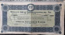 MORTARA 1907 * AZIONE SCAVIA FABBRICAZIONE  DEI  FEZ  FIRMA AUTOGRAFA FONDATORE