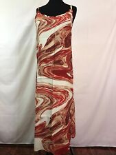 Abito Donna lungo con Bretelline - Bianco e Rosso Fantasia - TG 42 - Usato -