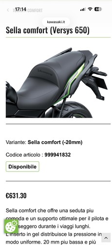 Sella comfort kawasaki versys - sella,