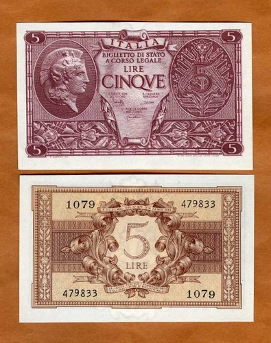 Italy lire 1944 - italy,, 5