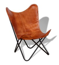 vidaXL Sedia a Farfalla in Pelle Marrone - Design Vintage e Ergonomico