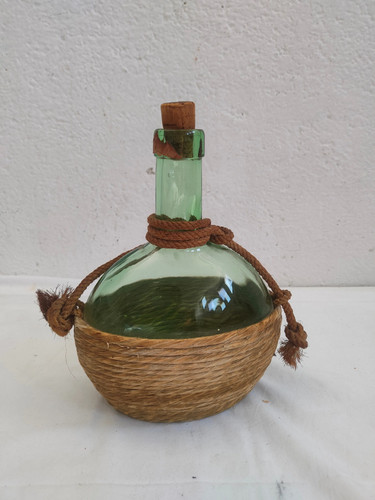 Vintage green glass - glass, cap