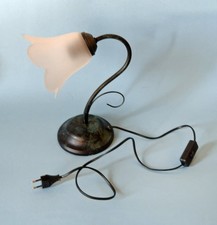 Lampada abat-jour abatjour comodino Metallo Bronzato e vetro opalino Tulip