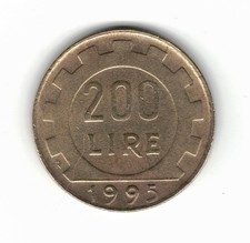 MONETA coin 200 lire Italia Repubblica Italiana 1995 numismatica