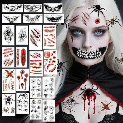 22pcs tatuaggi halloween - halloween, viso