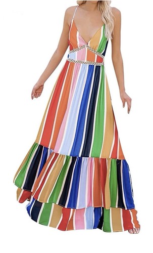 Rainbow stripe tier maxi - stripe,