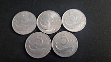 ITALIA - N. 5 MONETE DA 5 LIRE DELFINO DEL 1951 - 1952 - 1953 - 1954 - 1955