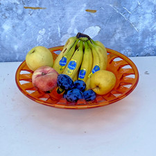 Porta Frutta IN CRISTALLO VETRO, CIOTOLA, VASO, - VINTAGE ARANCIONE