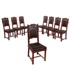 Gruppo di Sedie Liberty Antiche Noce Imbottitura Italia XX Secolo Originale