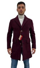 Cappotto uomo BOB, taglia 50 bordeaux in lana cotta made in Italy, sconto 50%.