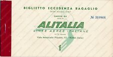 1961 MILANO ALITALIA linee aeree italiane Biglietto aereo Airlines Bagaglio