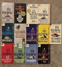 12 James Bond Paperback Books with Red Edges, Signet, Ian Fleming, 1950s-1960s