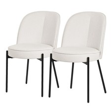 Set di 2 sedie da sala pranzo beige imbottite poltroncine schienale semi-rotondo