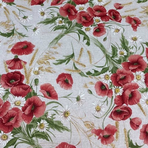 Tessuto panama shabby papaveri - panama,