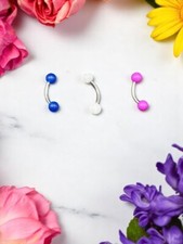 Trè Piercing da Ombelico in Acciaio chirurgico Banana mm. 1,6x10 Colori assortit