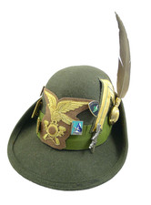 VECCHIO CAPPELLO DA ALPINO UFFICIALE CON SPILLE DISTINTIVI 1965-1970 IDEA REGALO