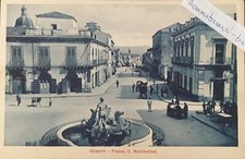 Giarre CT. Cartolina la fontana dalla Pupa, il venditore di lupini e la chianca