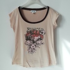 Maglia Zara beige con bordi marroni tshirt maglietta boho hippy hippie anni 70